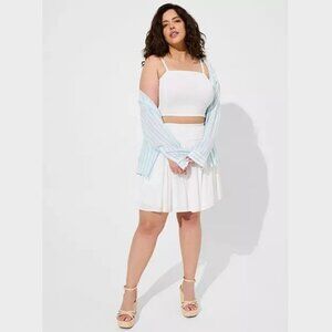 Torrid - Washable Gauze Smocked Crop Beach Cami in Ivory​​​​​​